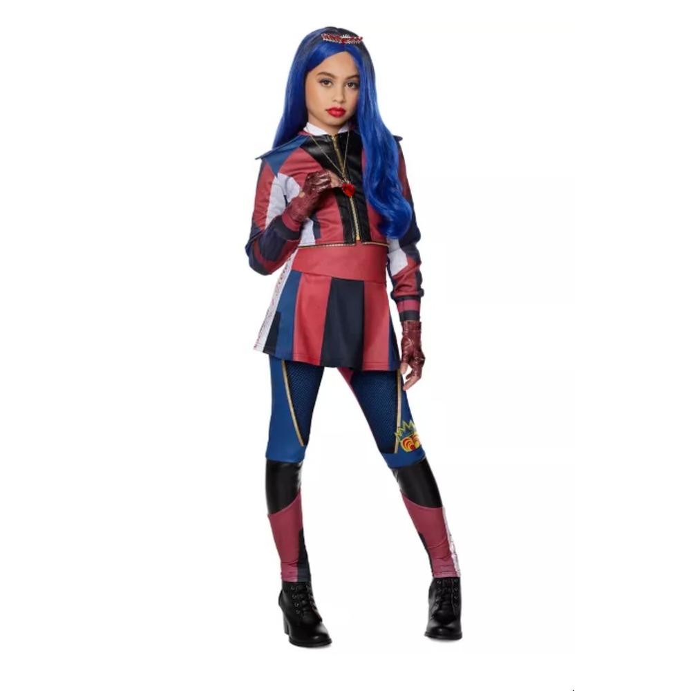 Kids Evie Costume Descendants 3 Girls XS Red Blue Black Top Leggings Skirt 3 Pc